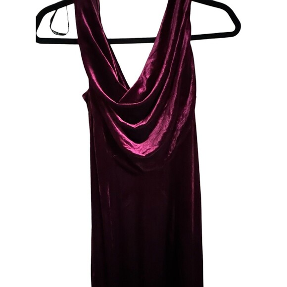 Vince Camuto Womens Red Velvet Cowl Neck Evening Dress Gown 12 Formal Holiday - Picture 7 of 11